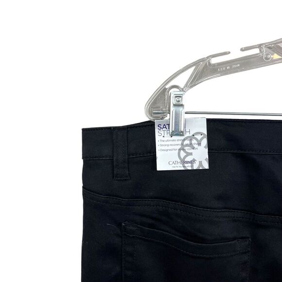 Catherines Womens Pants Sateen Stretch Straight Leg 5‎ Pocket Zip Black Sz 26W - Picture 7 of 7
